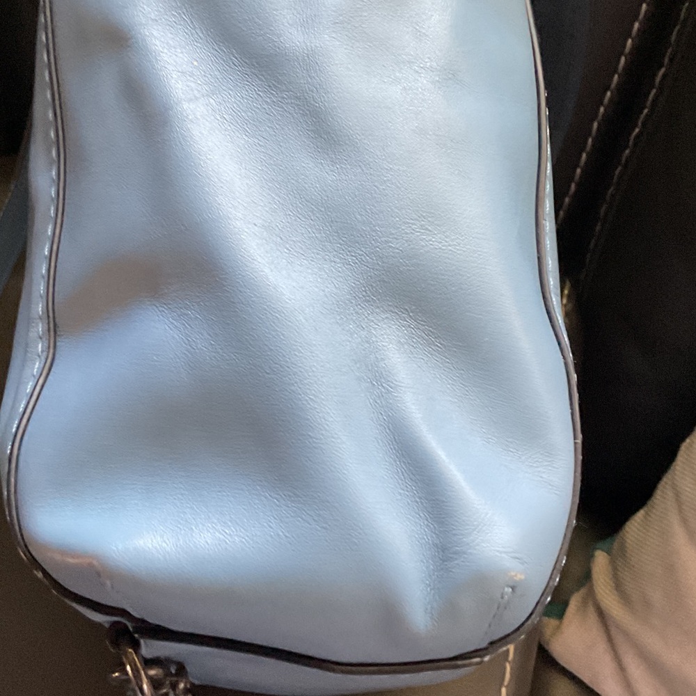 Coach Pale Blue Leather Turnlock Backpack - Picture 5 of 7